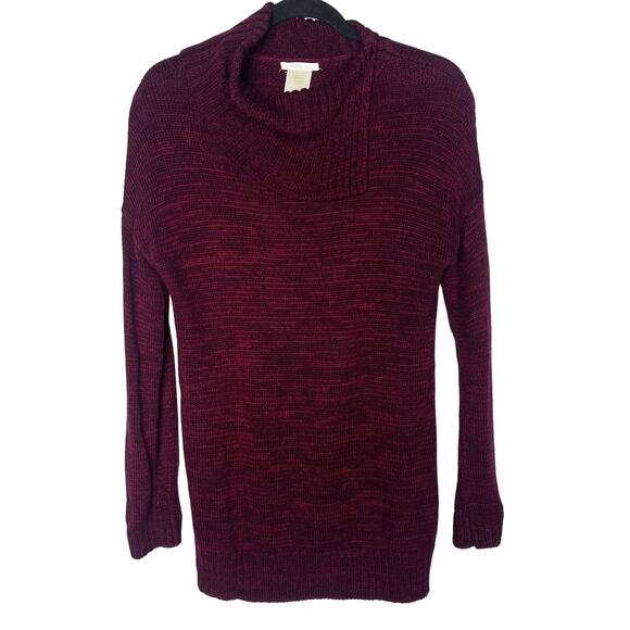Matty M Small S Red Pink Marled Envelope Pullover Split Turtleneck Tunic Sweater - Picture 1 of 11
